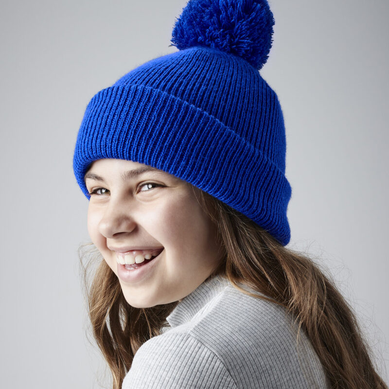 Junior reflective bobble beanie