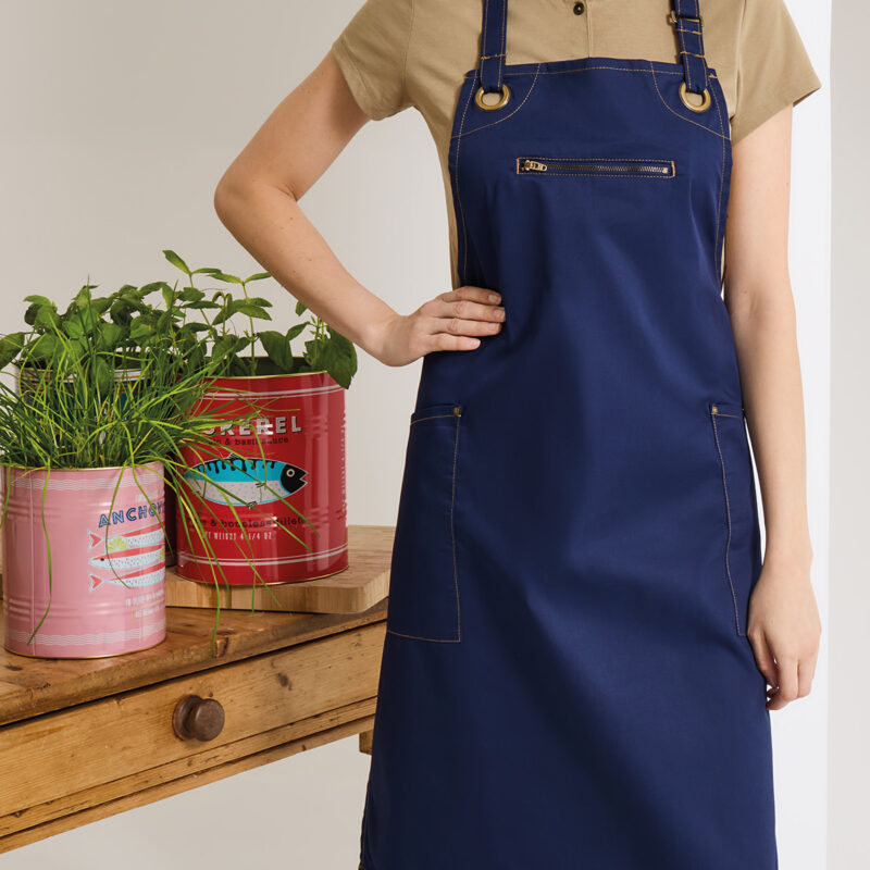 ‘Barley’ Contrast Stitch Bib Apron