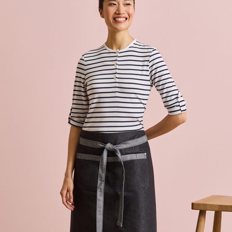 Domain contrast denim waist apron