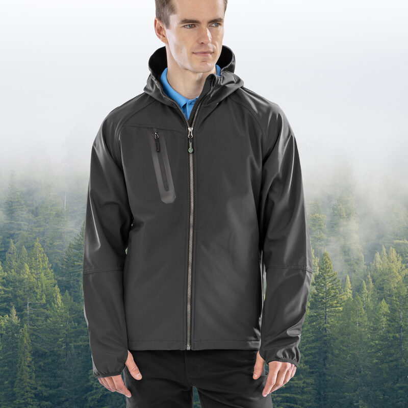 3-layer recycled printable casual hooded softshell