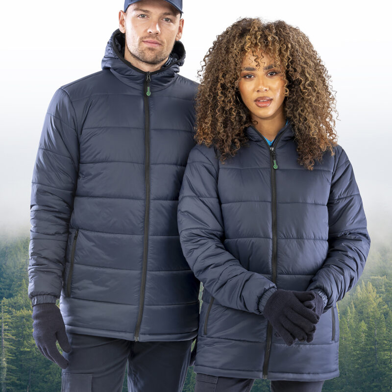 Recycled hooded padded parka