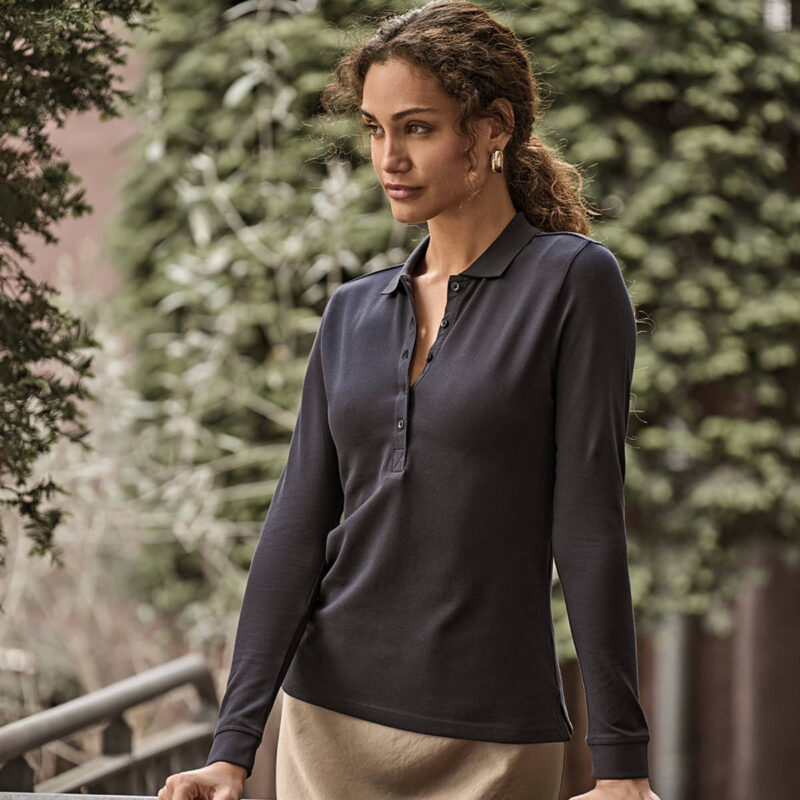 Women’s luxury stretch long sleeve polo (146)