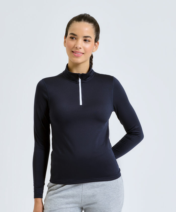 Women’s TriDri® recycled long sleeve brushed back ¼ zip top