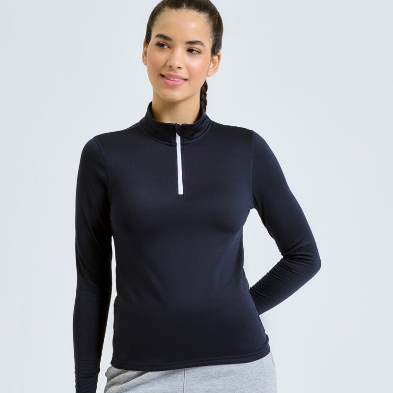 Women’s TriDri® recycled long sleeve brushed back ¼ zip top